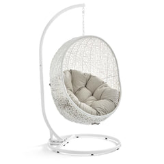 Hide White/Beige Outdoor Patio Swing Chair With Stand - Ornate Home