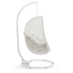 Hide White/Beige Outdoor Patio Swing Chair With Stand - Ornate Home