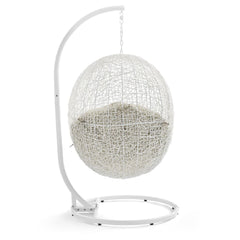 Hide White/Beige Outdoor Patio Swing Chair With Stand - Ornate Home