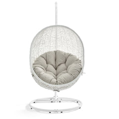 Hide White/Beige Outdoor Patio Swing Chair With Stand - Ornate Home
