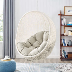 Hide White/Beige Outdoor Patio Swing Chair With Stand - Ornate Home