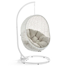 Hide White/Beige Outdoor Patio Swing Chair With Stand - Ornate Home