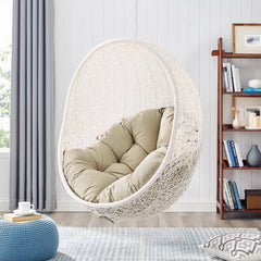 Hide White/Beige Sunbrella Fabric Swing Outdoor Patio Lounge Chair Without Stand - Ornate Home