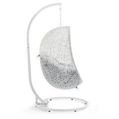 Hide White/Gray Outdoor Patio Sunbrella Swing Chair With Stand - Ornate Home