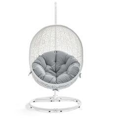 Hide White/Gray Outdoor Patio Sunbrella Swing Chair With Stand - Ornate Home
