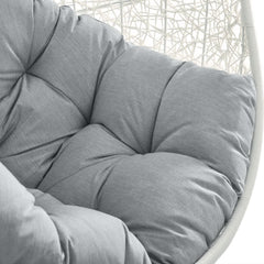 Hide White/Gray Outdoor Patio Sunbrella Swing Chair With Stand - Ornate Home