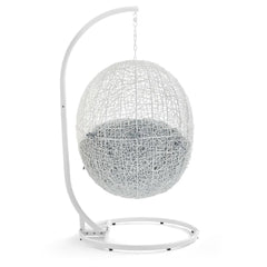 Hide White/Gray Outdoor Patio Swing Chair With Stand - Ornate Home