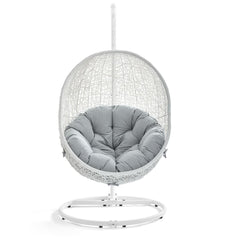 Hide White/Gray Outdoor Patio Swing Chair With Stand - Ornate Home
