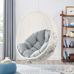 Hide White/Gray Outdoor Patio Swing Chair With Stand - Ornate Home