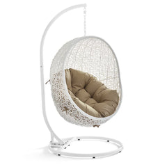 Hide White/Mocha Outdoor Patio Swing Chair With Stand - Ornate Home