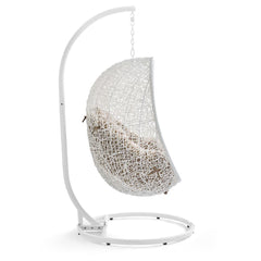 Hide White/Mocha Outdoor Patio Swing Chair With Stand - Ornate Home