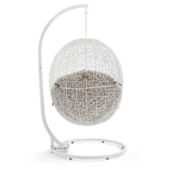 Hide White/Mocha Outdoor Patio Swing Chair With Stand - Ornate Home