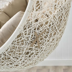 Hide White/Mocha Outdoor Patio Swing Chair With Stand - Ornate Home