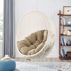 Hide White/Mocha Outdoor Patio Swing Chair With Stand - Ornate Home