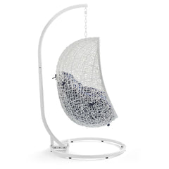 Hide White/Navy Outdoor Patio Swing Chair With Stand - Ornate Home