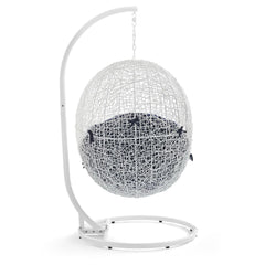 Hide White/Navy Outdoor Patio Swing Chair With Stand - Ornate Home
