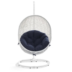 Hide White/Navy Outdoor Patio Swing Chair With Stand - Ornate Home