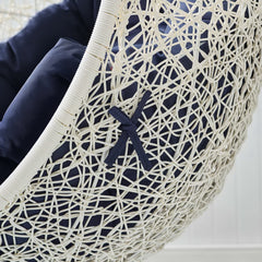 Hide White/Navy Outdoor Patio Swing Chair With Stand - Ornate Home