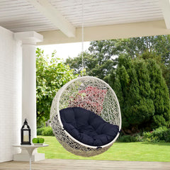 Hide White/Navy Outdoor Patio Swing Chair Without Stand - Ornate Home