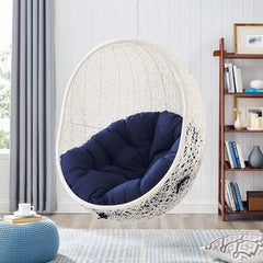 Hide White/Navy Sunbrella Fabric Swing Outdoor Patio Lounge Chair Without Stand - Ornate Home