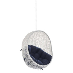 Hide White/Navy Sunbrella Fabric Swing Outdoor Patio Lounge Chair Without Stand - Ornate Home