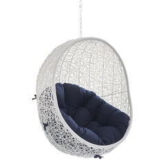 Hide White/Navy Sunbrella Fabric Swing Outdoor Patio Lounge Chair Without Stand - Ornate Home