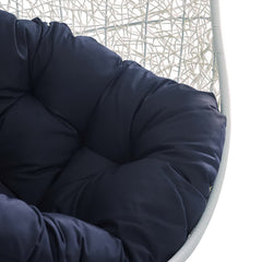 Hide White/Navy Sunbrella Fabric Swing Outdoor Patio Lounge Chair Without Stand - Ornate Home