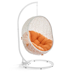 Hide White/Orange Outdoor Patio Swing Chair With Stand - Ornate Home