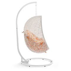 Hide White/Orange Outdoor Patio Swing Chair With Stand - Ornate Home