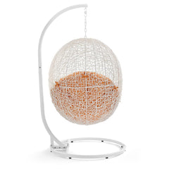 Hide White/Orange Outdoor Patio Swing Chair With Stand - Ornate Home