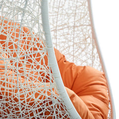 Hide White/Orange Outdoor Patio Swing Chair With Stand - Ornate Home