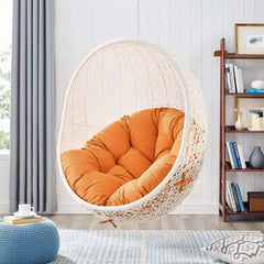 Hide White/Orange Outdoor Patio Swing Chair With Stand - Ornate Home