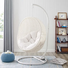 Hide White Outdoor Patio Sunbrella Swing Chair With Stand - Ornate Home