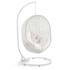 Hide White Outdoor Patio Sunbrella Swing Chair With Stand - Ornate Home