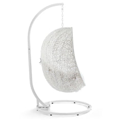 Hide White Outdoor Patio Sunbrella Swing Chair With Stand - Ornate Home
