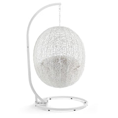 Hide White Outdoor Patio Sunbrella Swing Chair With Stand - Ornate Home