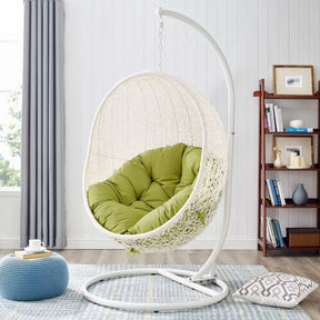 Hide White/Peridot Outdoor Patio Swing Chair With Stand - Ornate Home