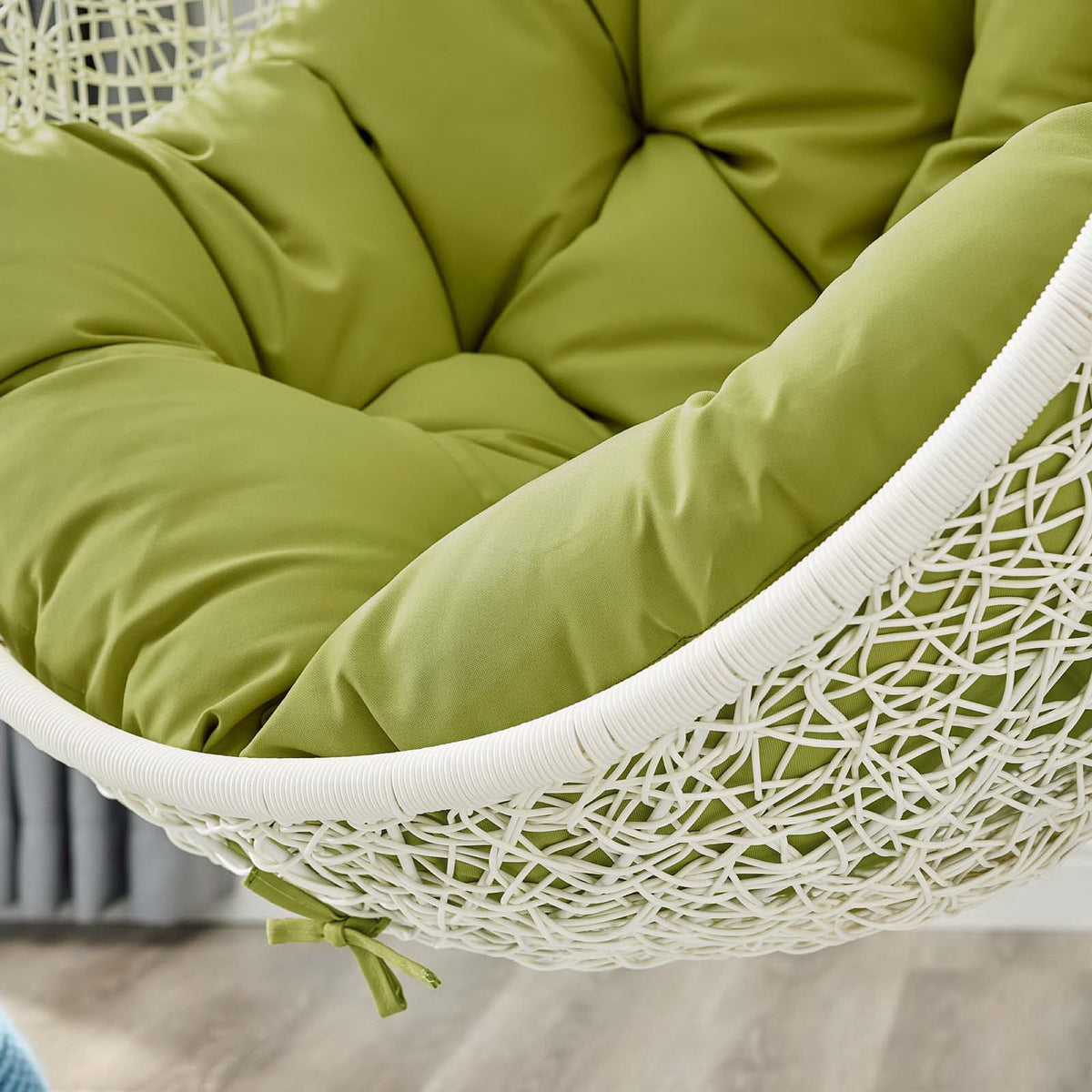 Hide White/Peridot Outdoor Patio Swing Chair With Stand - Ornate Home