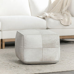 Hide White Pouf - Ornate Home