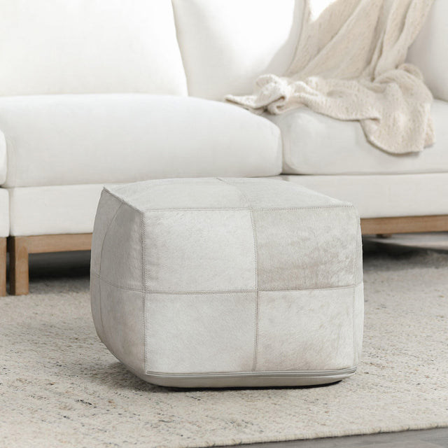 Hide White Pouf - Ornate Home