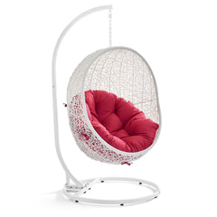 Hide White/Red Outdoor Patio Swing Chair With Stand - Ornate Home