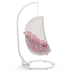 Hide White/Red Outdoor Patio Swing Chair With Stand - Ornate Home