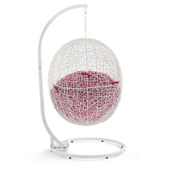 Hide White/Red Outdoor Patio Swing Chair With Stand - Ornate Home