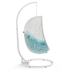 Hide White/Turquoise Outdoor Patio Swing Chair With Stand - Ornate Home