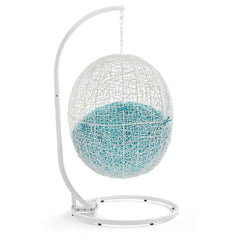Hide White/Turquoise Outdoor Patio Swing Chair With Stand - Ornate Home