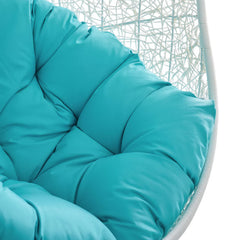 Hide White/Turquoise Outdoor Patio Swing Chair With Stand - Ornate Home