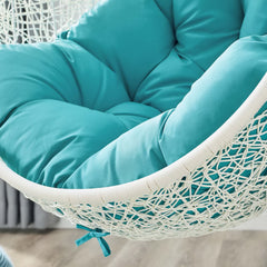 Hide White/Turquoise Outdoor Patio Swing Chair With Stand - Ornate Home