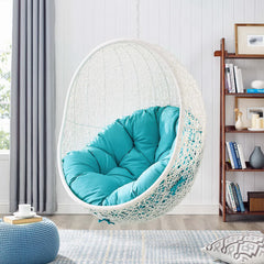 Hide White/Turquoise Outdoor Patio Swing Chair With Stand - Ornate Home