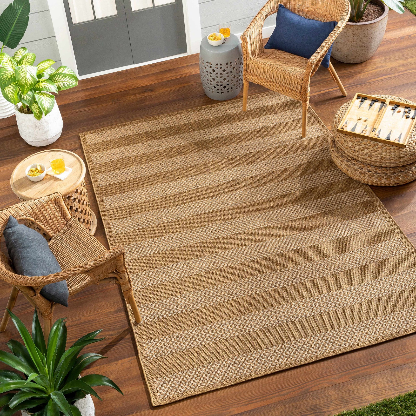 Hiero Flatweave Faux Jute Outdoor Rug - Ornate Home