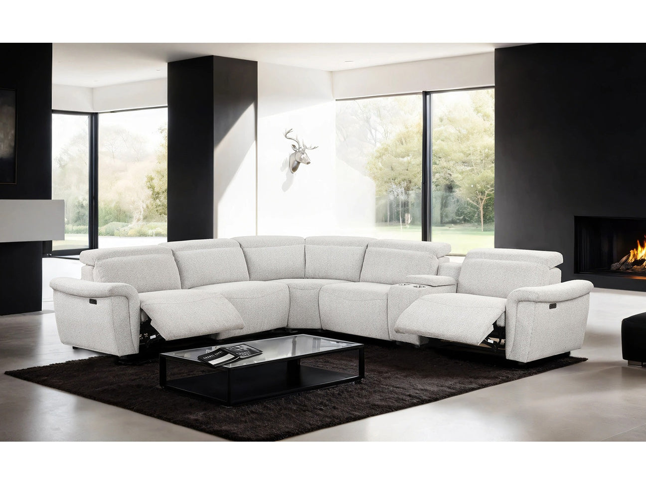Hieronimus Light Gray Power Sectional - Ornate Home